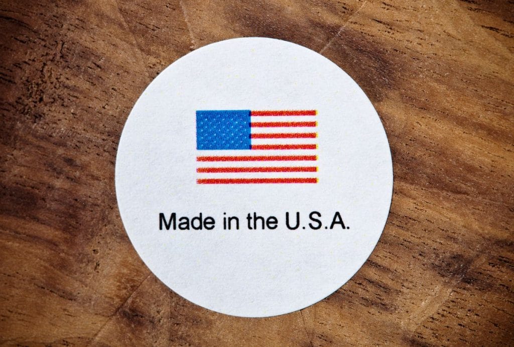 baby carriers "made in the USA" sticker on a table